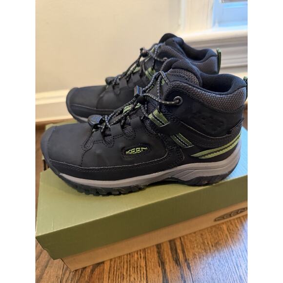 Keen Targhee Mid Waterproof Hiking Shoes Black Green Kids Size 1 NIB NEW $80 - Picture 2 of 16